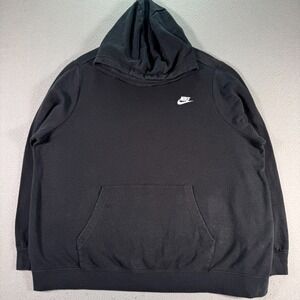 Nike Hoodie Sweatshirt Women 2X Black Fleece Cowl Neck Comfort Active Sportswear